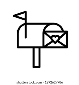 Mailbox vector, Valentine and love related line style icon