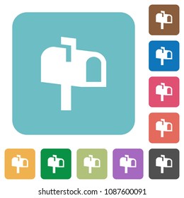 Mailbox white flat icons on color rounded square backgrounds