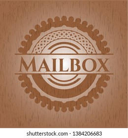 Mailbox wooden emblem. Vector Illustration.