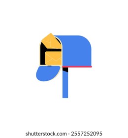 Mailbox With Yellow Envelopes In Flat Vector Illustration Symbolizing Communication, Mail Delivery, And Postal Services, Isolated On White Background