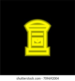 Mailbox yellow glowing neon ui ux icon. Glowing sign logo vector