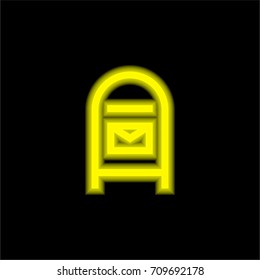 Mailbox yellow glowing neon ui ux icon. Glowing sign logo vector