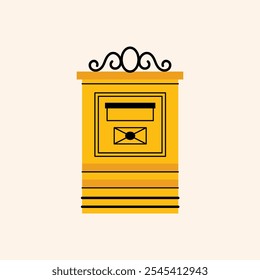 Mailboxes, Postal vintage letterboxes in various colors set. Different postboxes, mail. Postal service and communication concept. Hand drawn modern vector illustration isolated on background 