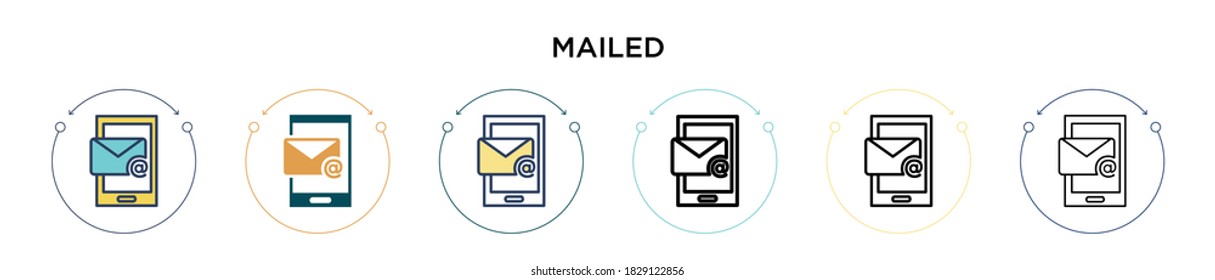 Mailed icon in filled, thin line, outline and stroke style. Vector illustration of two colored and black mailed vector icons designs can be used for mobile, ui, web
