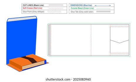 Mailer Book Packaging C1 Bukwrap Buchmörgel mit einwandfreier Dieline und 3D-Vektordesign