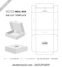 Mailer box die cut template or Meal box keyline for Large size