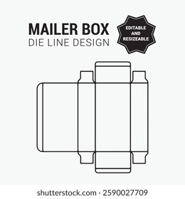 Mailer box dieline, packaging, die line, design, template