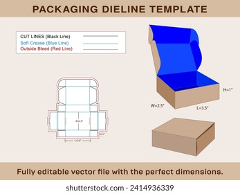 Mailer Box, Gift Box, Storage Box Dieline Template and 3d box, Vector File