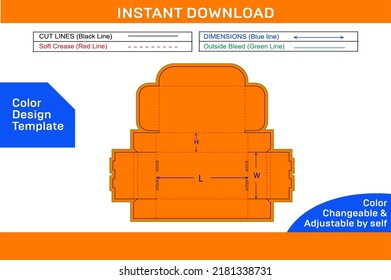 Mailer shipping box dieline template and 3D box design