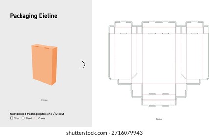 Mailer Style Folding Box Dieline with Locking Tabs and Dust Flaps