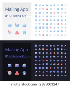 Mailing app pixel perfect flat gradient two-color ui icons kit for dark, light mode. Communication online. Vector isolated RGB pictograms. GUI, UX design for web, mobile. Poppins font used