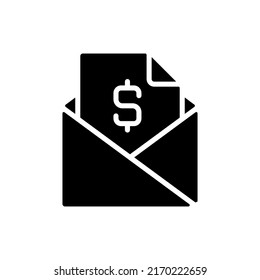 Mailing Black Glyph Icon. Sending Documents And Contracts. Workplace Email Etiquette. Professional Communication. Silhouette Symbol On White Space. Solid Pictogram. Vector Isolated Illustration