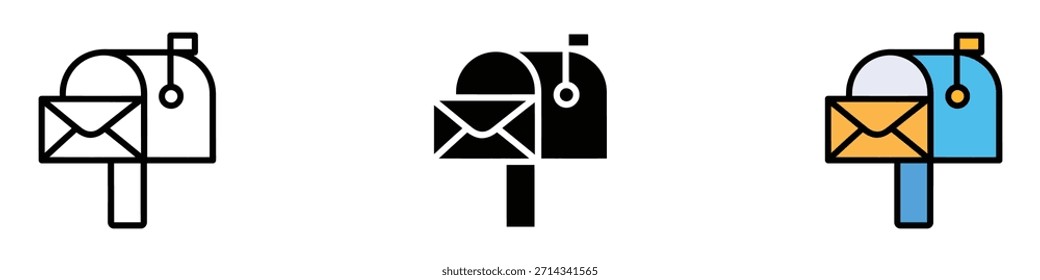 Vector del icono del buzón. entrega del correo, intercambio de mensajes, símbolo del servicio postal. Ilustración vectorial.