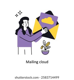 Mailing cloud Concept vector illustration.  isolated on white Background.