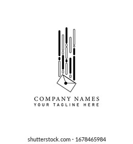 Mailing company logo template concept design illustration vector on isolated white background. Mail falling fast speed downward.