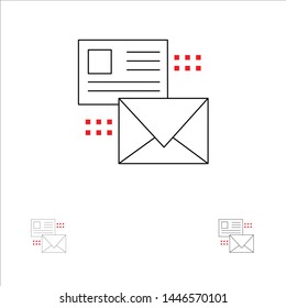 Mailing, Conversation, Emails, List, Mail Bold and thin black line icon set