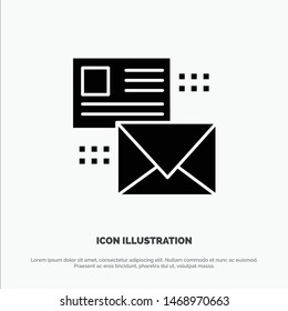 Mailing, Conversation, Emails, List, Mail Solid Glyph Icon Vector. Vector Icon Template Background