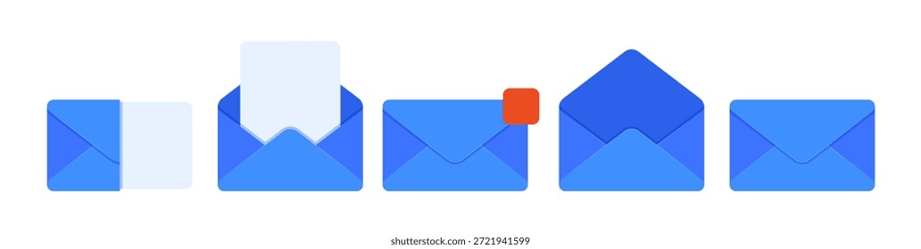 Mailing electronic letter envelope mockup, isolated open and closed email containers. Vector outline sketch of correspondence, post and communication online. Sending and receiving in letterbox