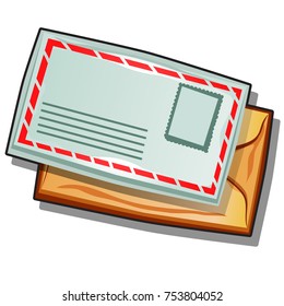 Mailing envelope isolated on white background. Vector cartoon close-up illustration.