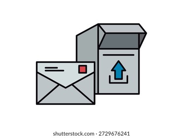 Briefumschlag und Postfachsymbol mit Pfeil nach oben