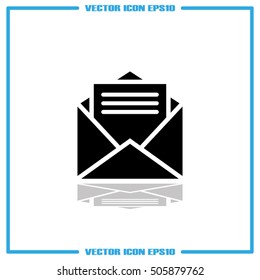Mailing envelope with a sheet of paper icon vector EPS 10, abstract sign flat design,  illustration modern isolated badge for website or app - stock info graphics