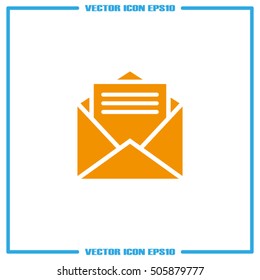Mailing envelope with a sheet of paper icon vector EPS 10, abstract sign flat design,  illustration modern isolated badge for website or app - stock info graphics