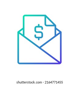 Mailing Gradient Linear Vector Icon. Send Documents, Contracts. Workplace Email Etiquette. Professional Communication. Thin Line Color Symbol. Modern Style Pictogram. Vector Isolated Outline Drawing