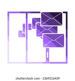 Mailing Icon. Flat Color Ladder Design. Vector Illustration.