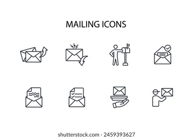 Conjunto de iconos de correo.Vector.Trazo editable.signo de estilo lineal para uso Diseño web,logo.Ilustración de símbolo.