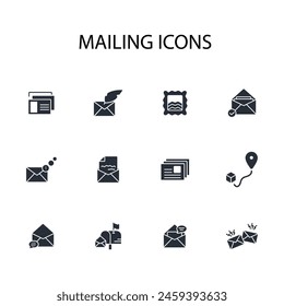 Conjunto de iconos de correo.Vector.Trazo editable.signo de estilo lineal para uso Diseño web,logo.Ilustración de símbolo.