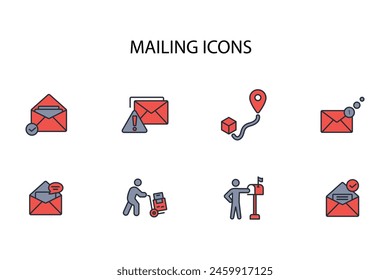 Conjunto de iconos de correo.Vector.Trazo editable.signo de estilo lineal para uso Diseño web,logo.Ilustración de símbolo.