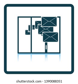 Mailing Icon. Square Shadow Reflection Design. Vector Illustration.