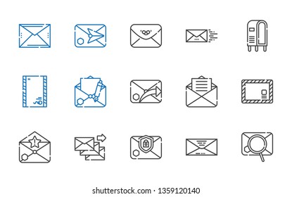 mailing icons set. Collection of mailing with email, envelope, letterbox. Editable and scalable mailing icons.