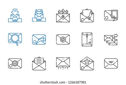 mailing icons set. Collection of mailing with envelope, email. Editable and scalable mailing icons.