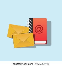 Mailingliste, Adressbuch und E-Mail-Konzept für E-Mail-Marketing, Vektorgrafik 