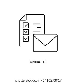 icono de línea de concepto de lista de correo. Ilustración de elemento simple. diseño de símbolos de esquema de concepto de lista de correo.