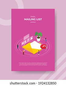 mailing list concept for template banner and flyer for printing with isometric style