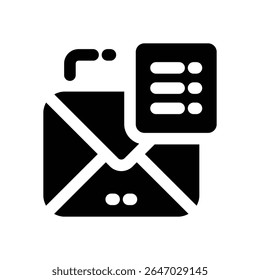 mailing list glyph icon. Strong and solid vector icon for websites, mobile interfaces, presentations, and visual branding. High quality and easy to edit.