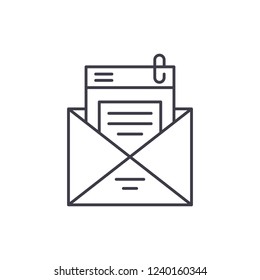 Mailing list line icon concept. Mailing list vector linear illustration, symbol, sign