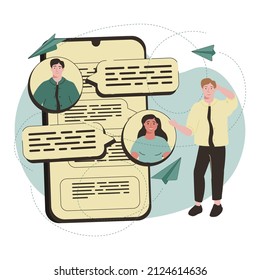 Mailingliste zum Senden von E-Mail-Kampagne, Abonnement-E-Mail-Management-Software, Senden von Werbeaktionen oder kommunizieren Marketing-Nachricht Konzept, Business-Mitarbeiter mit Mailingliste Computer Laptop-Senden E-Mail.