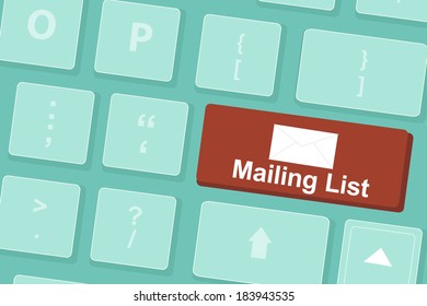 Mailing List Words And Symbol On  Keyboard 