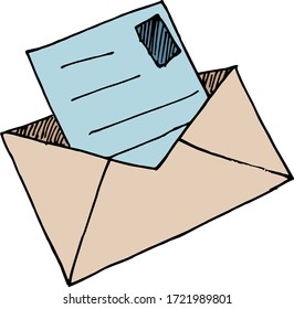 Mailing paper envelope with a letter. Mail delivery service, new incoming message. Color flat vector illustration. Cartoon isolated on a white background.