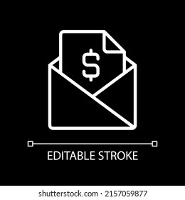 Mailing Pixel Perfect White Linear Icon For Dark Theme. Send Documents, Contracts. Workplace Email Etiquette. Thin Line Illustration. Isolated Symbol For Night Mode. Editable Stroke. Arial Font Used