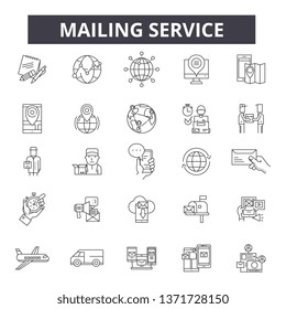 Mailing service line icons, signs set, vector. Mailing service outline concept, illustration: service,mail,business,web,support