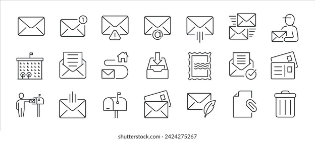 Mailing thin line icons. For website marketing design, logo, app, template, ui, etc. Vector illustration.