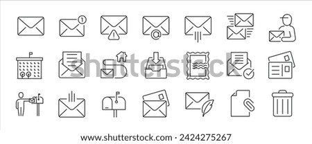 Mailing thin line icons. For website marketing design, logo, app, template, ui, etc. Vector illustration.