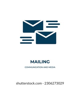 mailing vector icon. mailing, mail, communication filled icons from flat communication and media concept. Isolated black glyph icon, vector illustration symbol element for web design and mobile apps