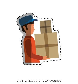 Mailman delivery service icon vector illustration graphic design