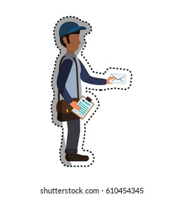 Mailman delivery service icon vector illustration graphic design