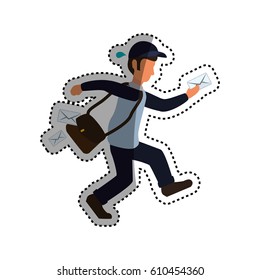 Mailman delivery service icon vector illustration graphic design